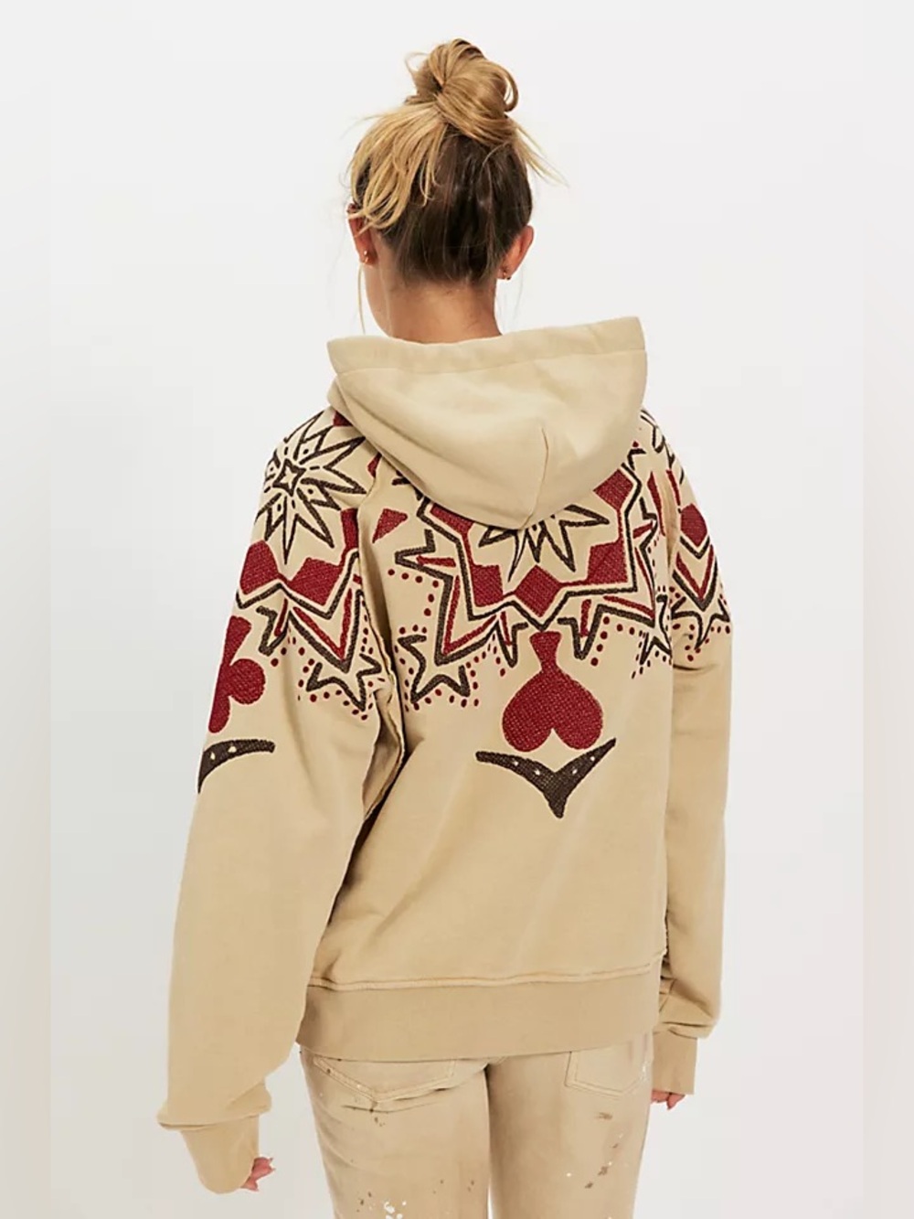 🆕 FREE PEOPLE X DENIM AND BONE | PLAYING CARD HOODIE | SZ: M